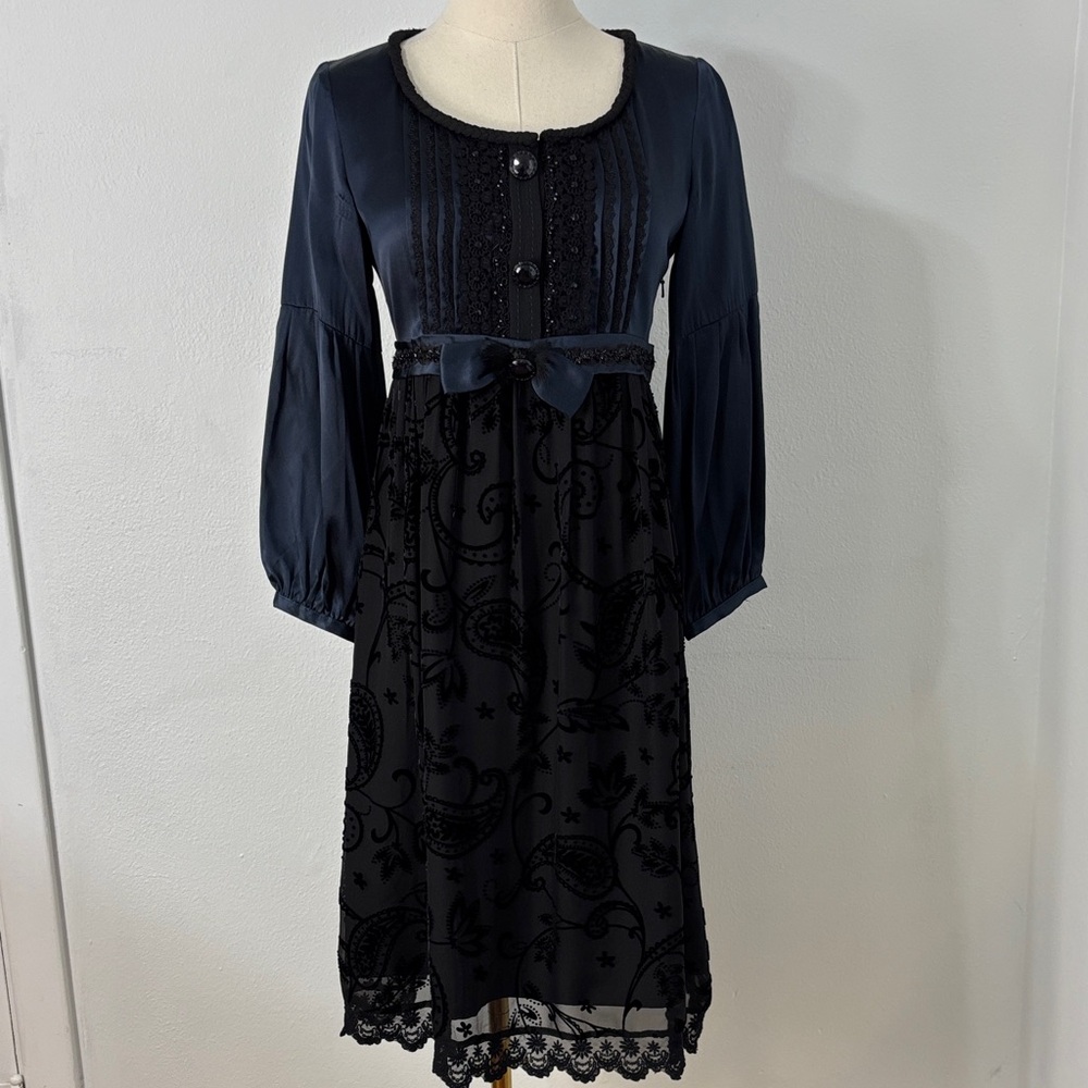 Moiselle Whimsigoth Silk Velvet Burnout Dress Dark Fairy Grunge Women‎ Sz 0
